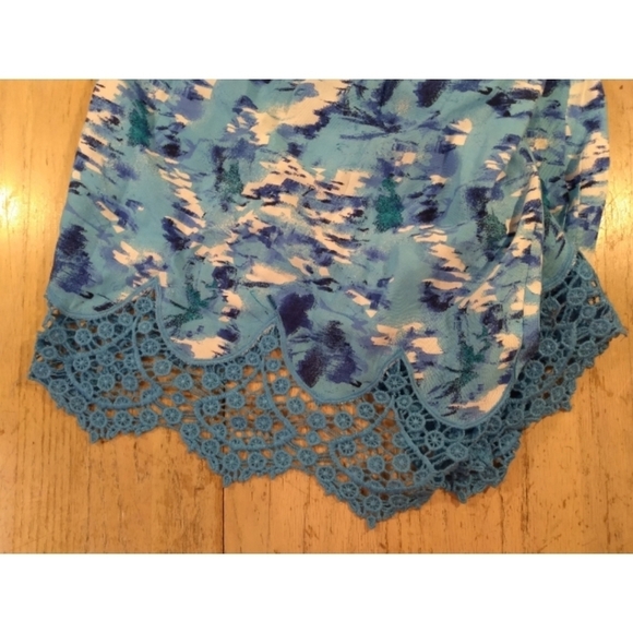 Tanzara blue and white skirt with lace hem size L - Picture 9 of 9